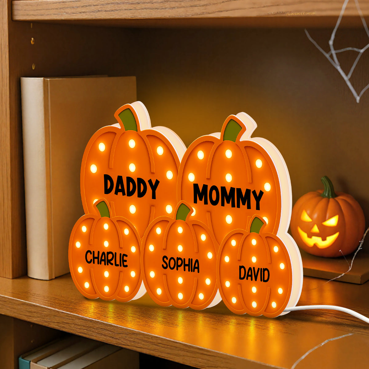 3D Effect Family Pumpkin Patch Marquee Pattern Texture - Personalized Light Box - Cozy Fall Vibe Home Decoration