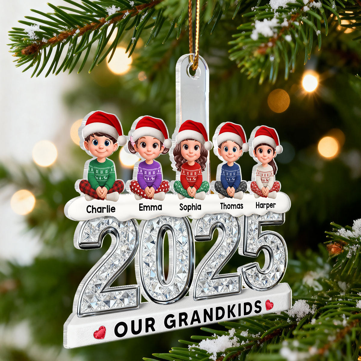 3D Shinning Effect Our Grandkids Christmas - Personalized Acrylic Ornament - Gift For Grandparents