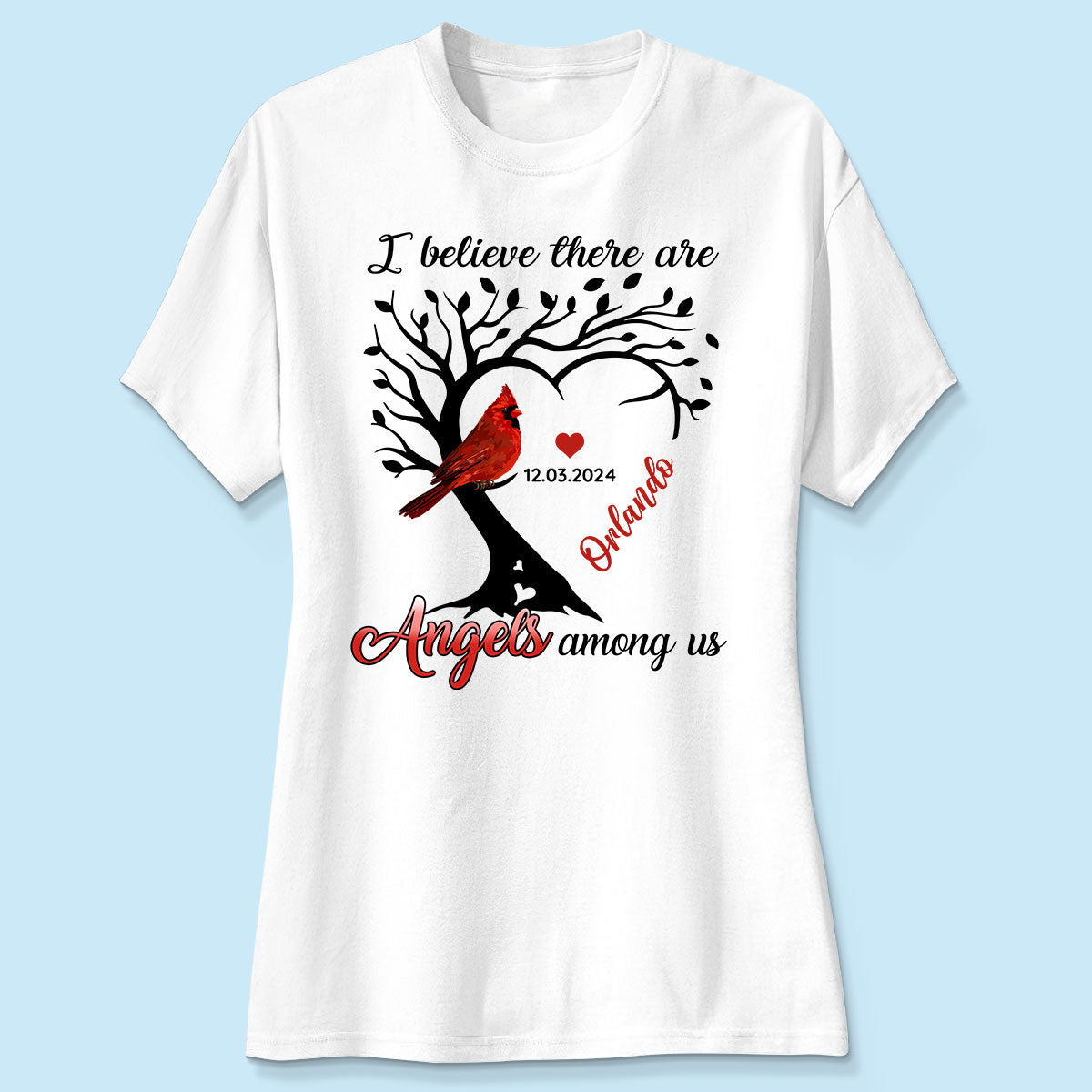 Cardinal Heart Personalized Shirt Memorial Sympathy Shirt