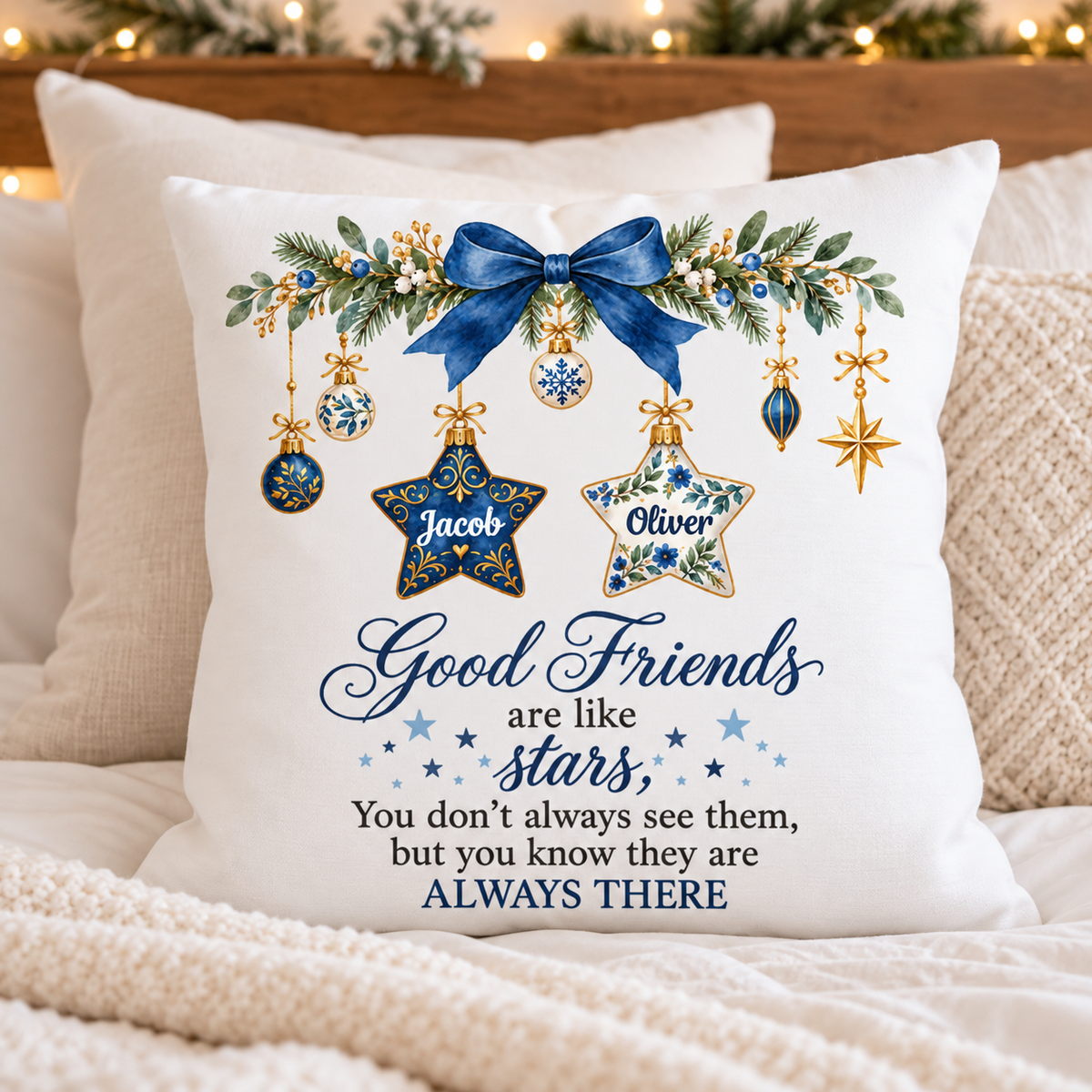 Good Friends Are Like Stars - Personalized Pillow - Christmas Gift for Best Friends