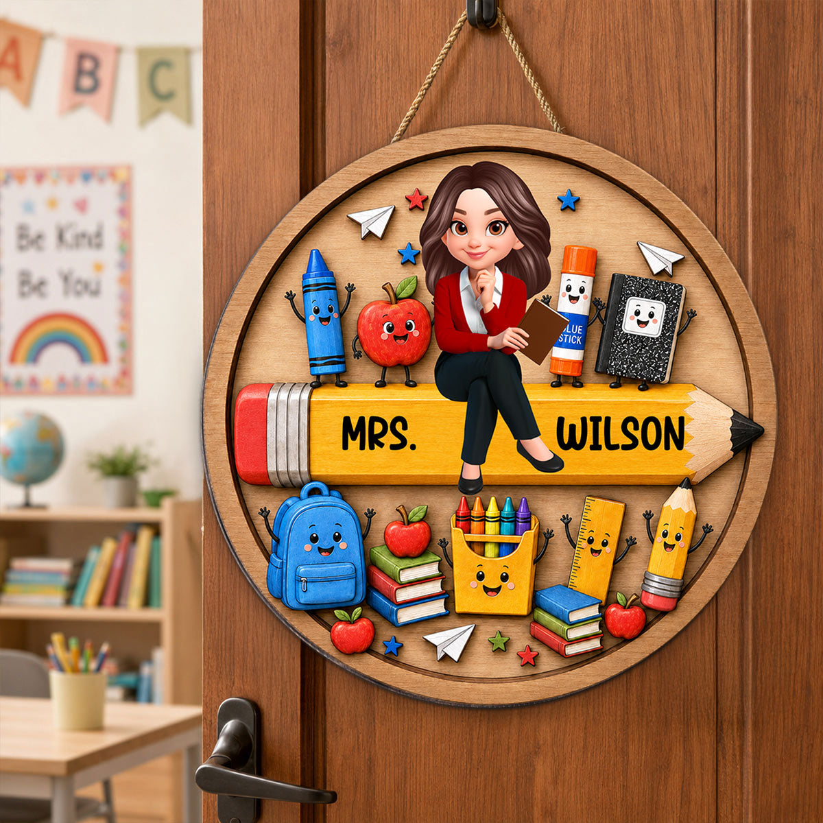 Funny School Supplies Teacher Welcome To Classroom - Personalized Wood Sign - Back To School, Classroom Decor