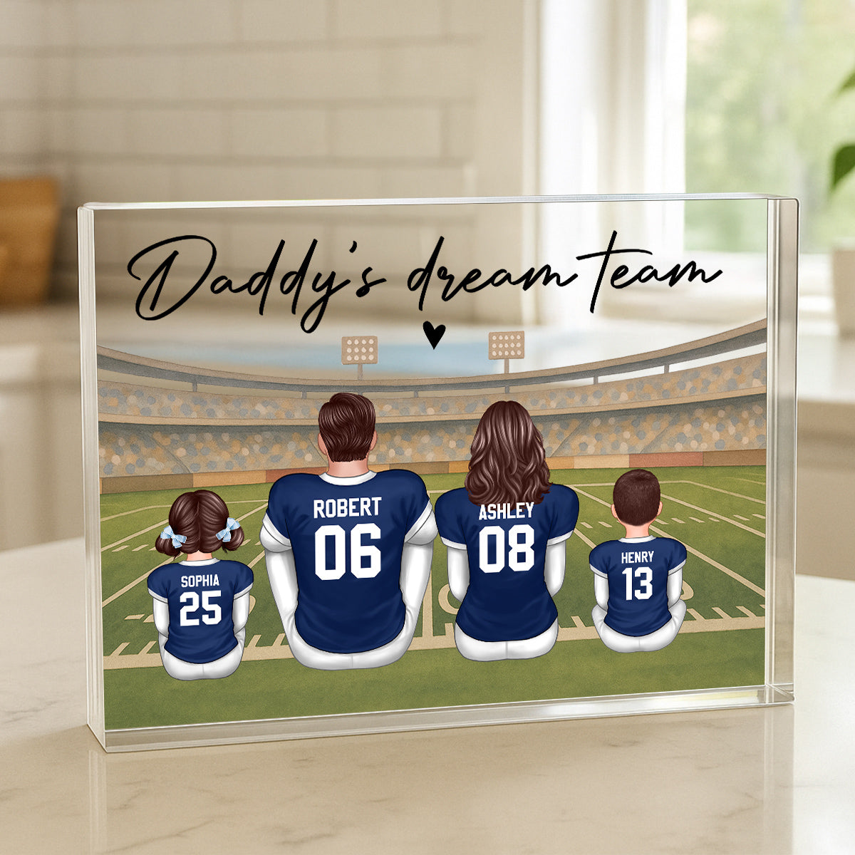Retro Vintage American Football Daddy's Dream Team Personalized Acrylic Block Plaque| Unique Father's Day Gift For Dad, Husband