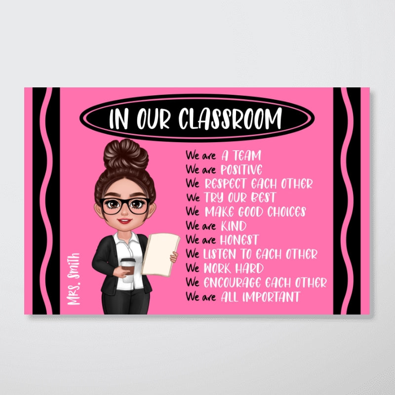 Teacher Crayon Pattern In Our Classroom Personalized Poster