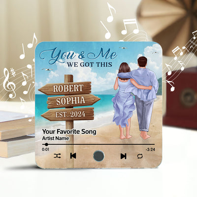 Couple Walking At Beach Favorite Song Personalized Music Fridge Magnet, Heartfelt Gift For Couple, For Him, For Her, Boyfriend, Girlfriend, Husband, Wife