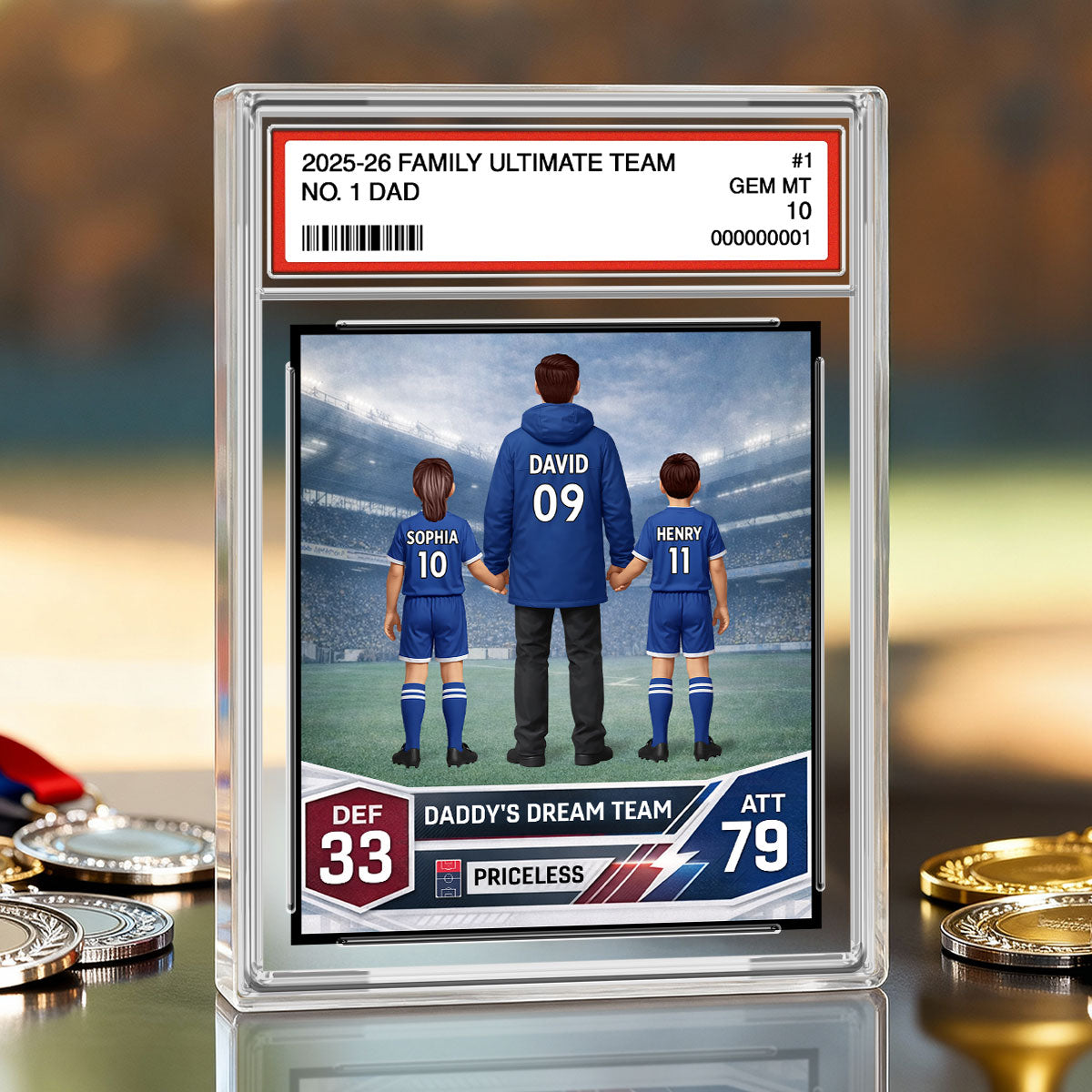 Our Match Of A Lifetime Trading Card - Personalised Acrylic Block Plaque - UK  Gift For Football Dad