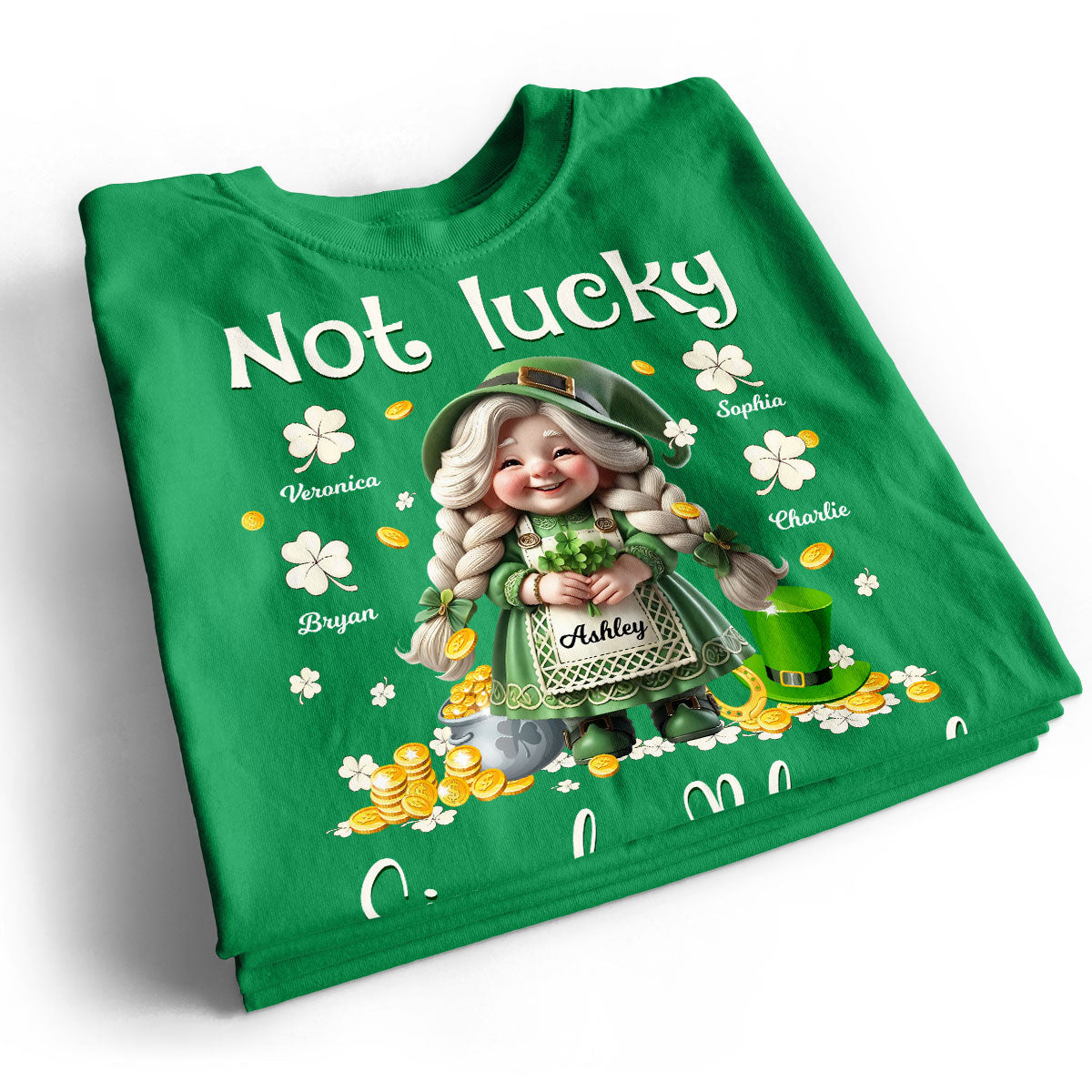 St. Patrick's Day Not Lucky Simply Bless Gnome Grandma Personalized Shirt