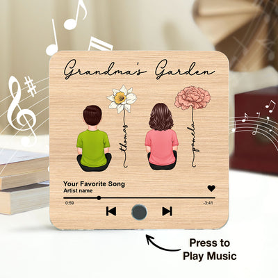 Grandma's Kitchen Grandkids Sitting, Birth Month Flower Personalized Music Fridge Magnet, Heartfelt Gift, Birthday Gift for Grandma