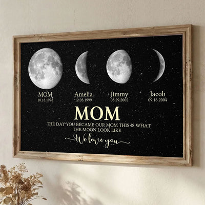Custom Moon Phase with Kids Names, The Day You Became My Dad Mom - Personalized Poster - Gift for Dad, Mom