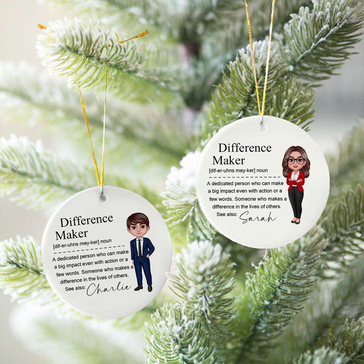 Difference Maker Personalized Ceramic Ornament, Mentor Appreciation Gift, Leader Gift, Gift for Teacher, Thank You Gift, Leaving Gift