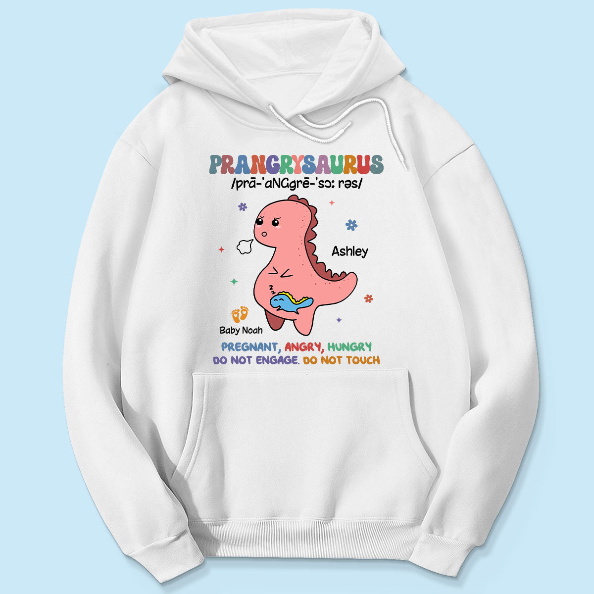 Prangrysaurus Retro Style Personalized Shirt, Custom Pregnancy Reveal Shirt, Gift For Expecting Moms