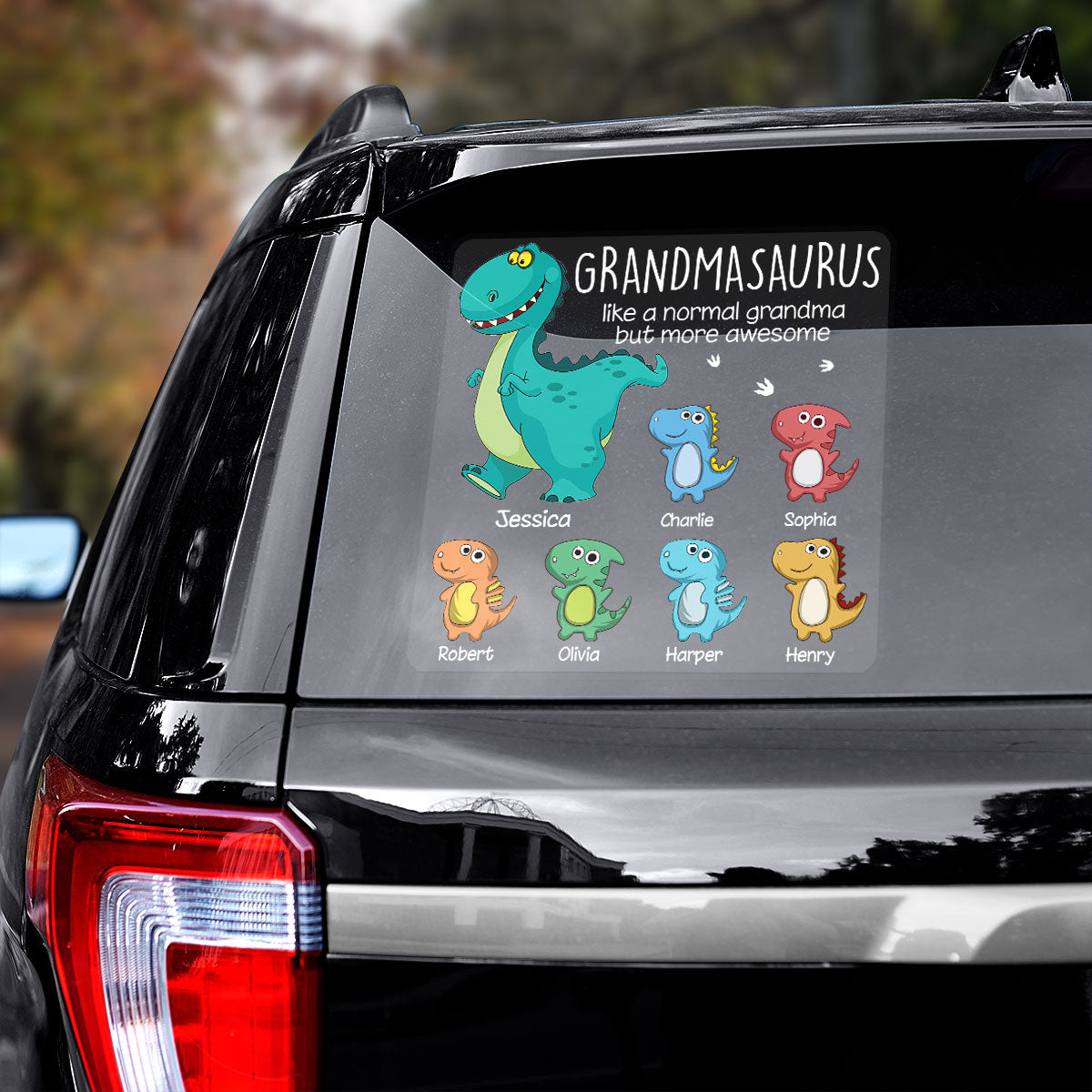 Grandmasaurus And Kids Decor For Grandma On Car Window Fridge Personalized Decal