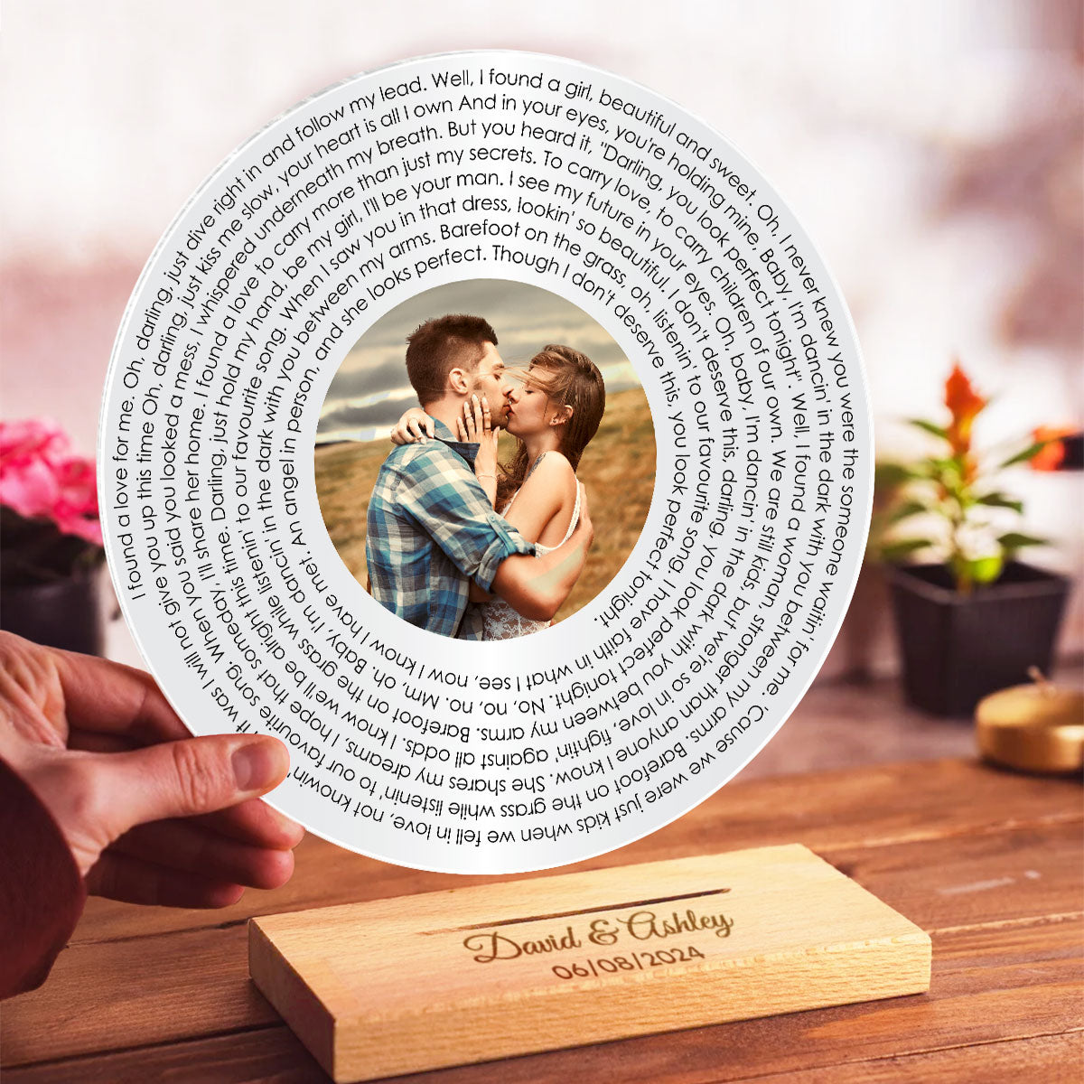 Couple Besties Family Photo Favorite Song Lyrics Personalized Acrylic Record Plaque, Heartfelt Gift For Couple, For Him, For Her, Boyfriend, Girlfriend, Husband, Wife