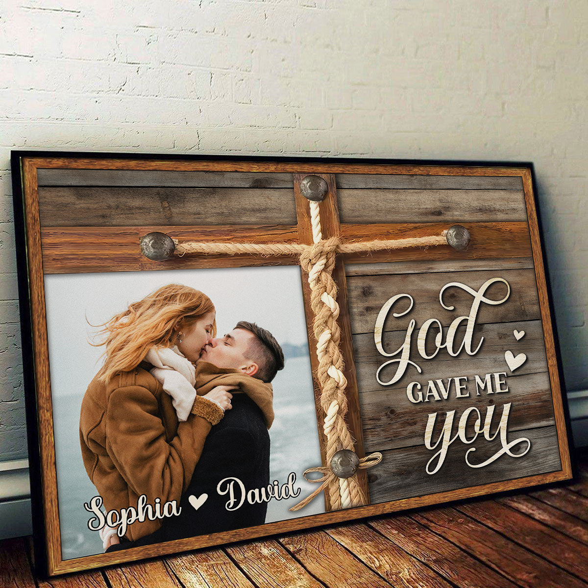 God Gave Me You Couple Custom Photo Personalized Poster, Valentine's Day, Anniversary Gift For Him or Her