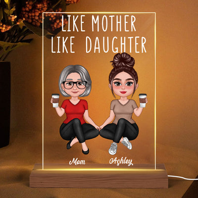 Like Mother Like Daughter Pretty Doll Sitting Personalized Acrylic LED Night Light