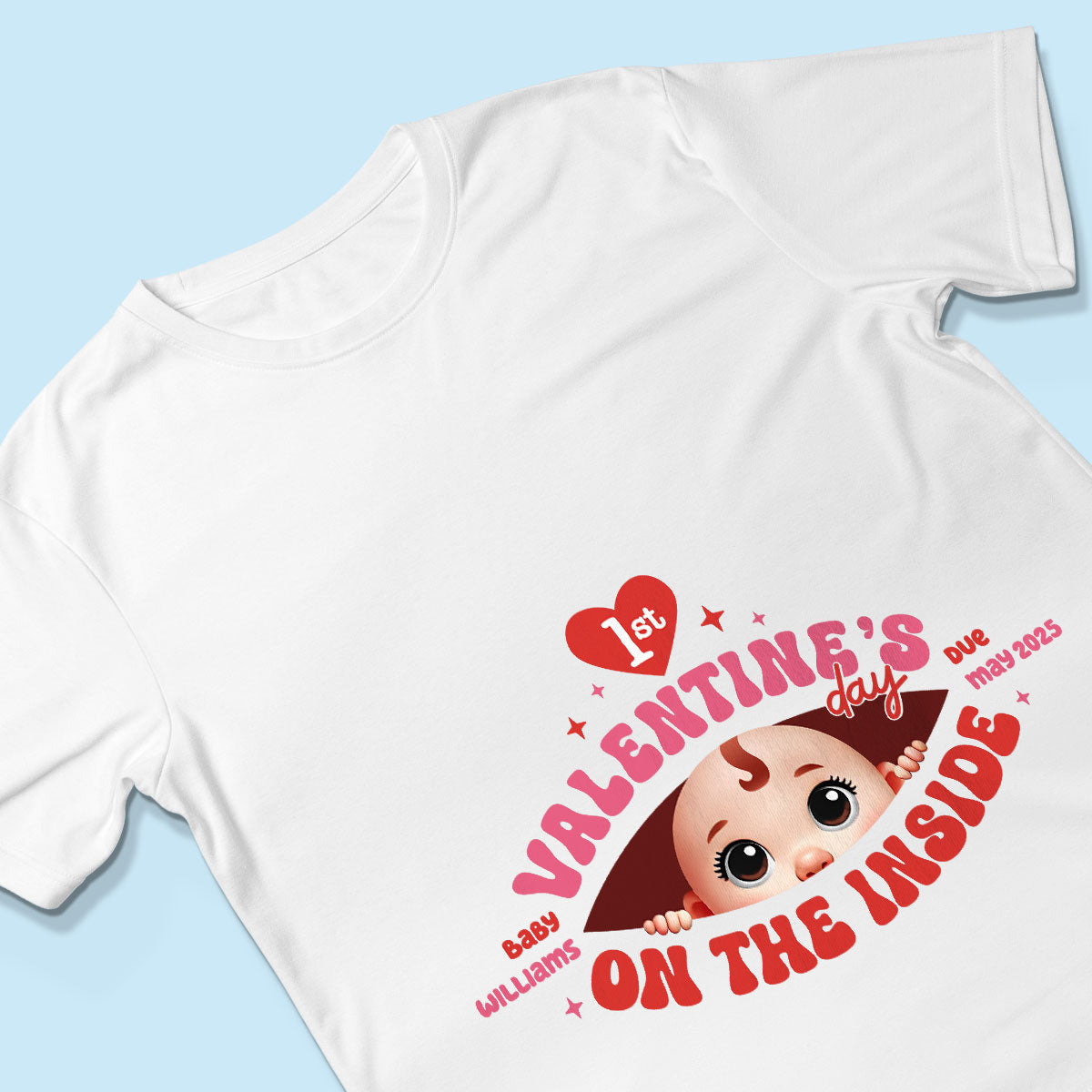 Baby's First  On The Inside Personalized Shirt, Custom Pregnancy Reveal Shirt, Expecting Mom