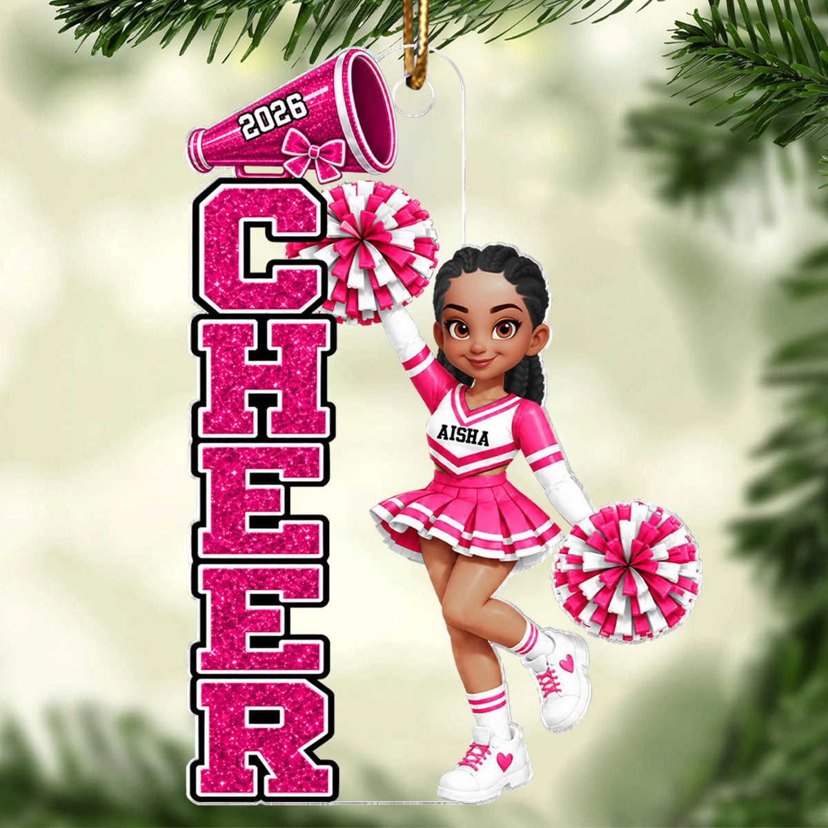 Beautiful Cheerleader Cheer - Personalized Acrylic Ornament - Christmas Gift For Cheerleaders, Daughter, Granddaughter