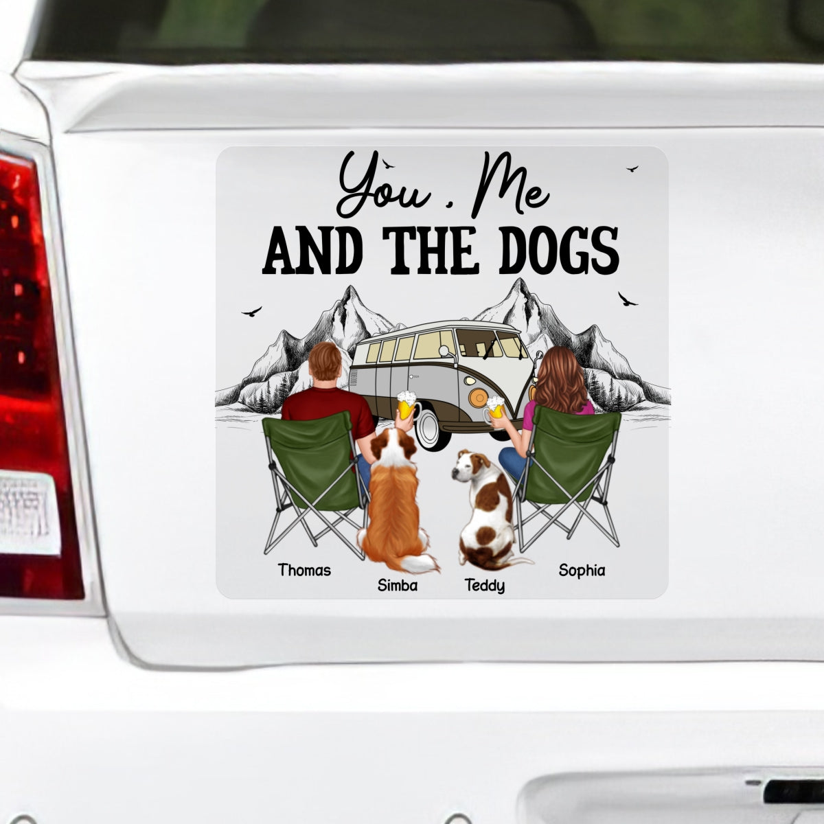 You Me And The Dogs Cats Camping Personalized RV Decal