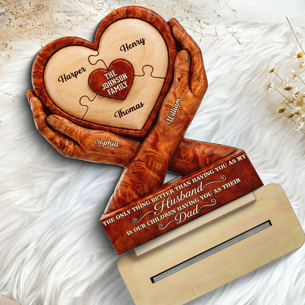 Our Children Having You As Their Dad 2D Flat Printed - Personalized 2-Layered Wooden Plaque - Father's Day Gift For Husband
