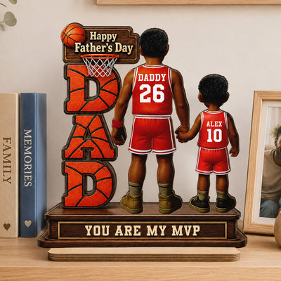 Basketball Dad Legend You Are Our MVP - Personalized 2-Layered Wooden Plaque - Father's Day Gift For Dad, Husband, Basketball Fans