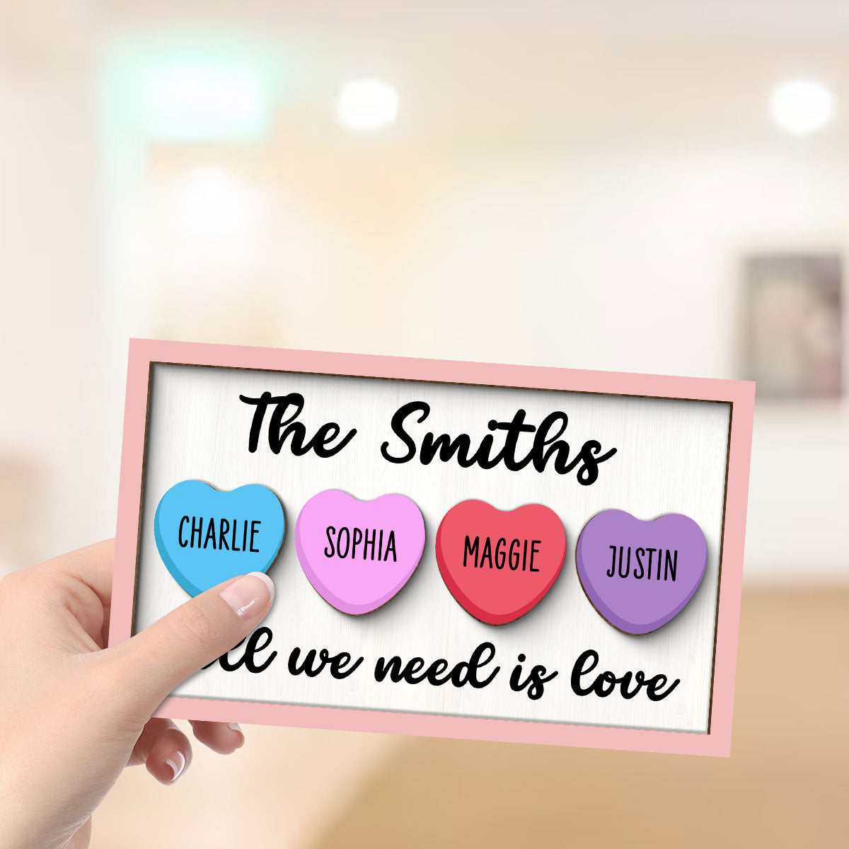 All We Need Is Love Family  Decoration Personalized 2-Layer Wooden Plaque