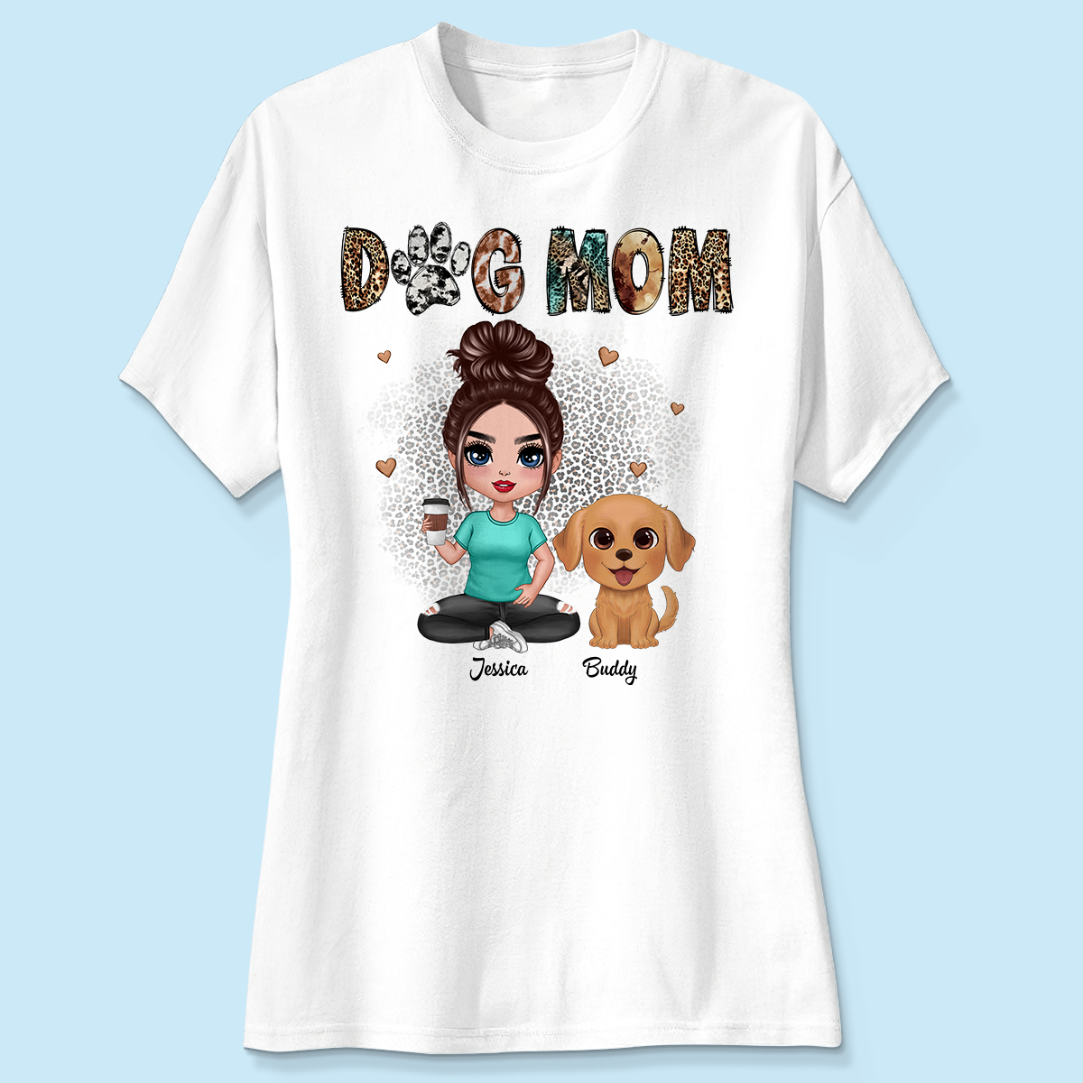 Animal Patterns Dog Mom Watercolor Cute Dogs Personalized Shirt