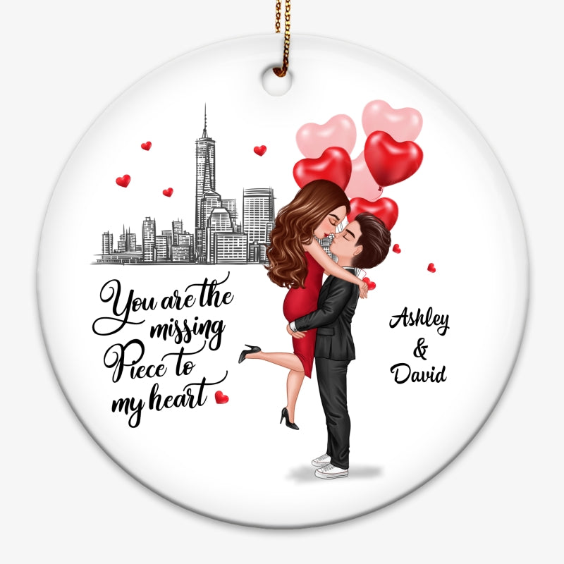 The Missing Piece To My Heart Couple Personalized Circle Ornament