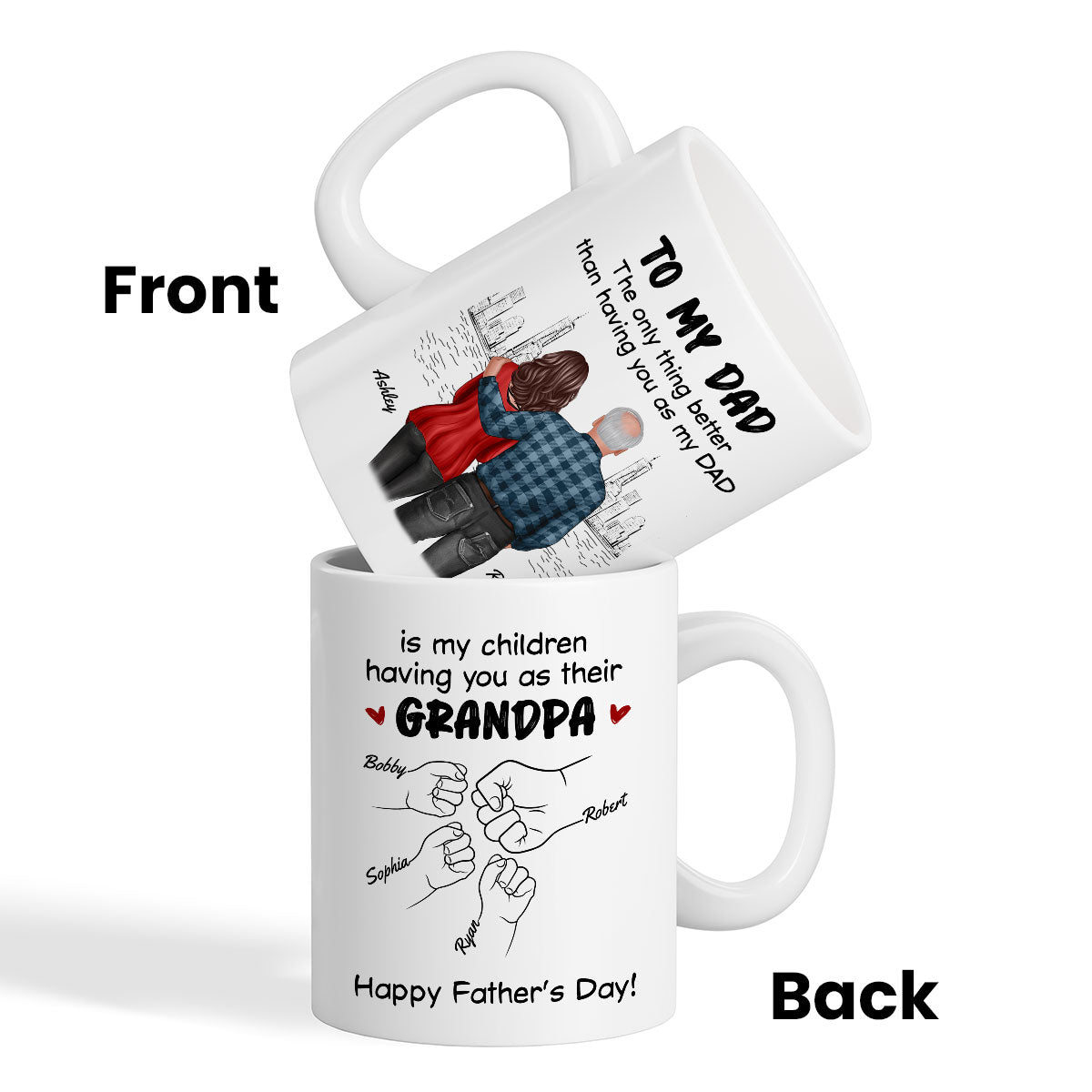 To Dad My Children Having You As Their Grandpa Fist Bump Personalized Mug, Gift For Dad