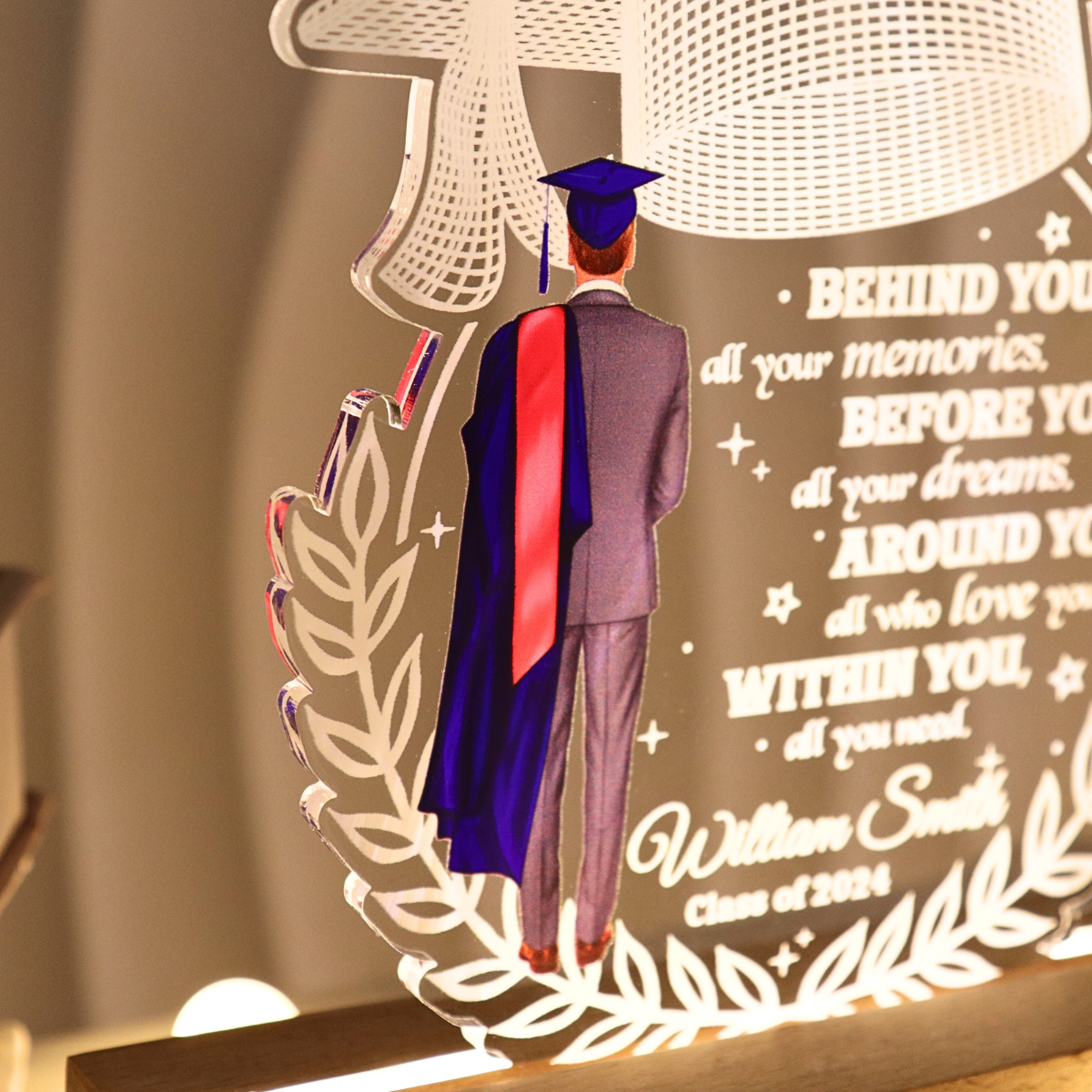Behind You All Your Memories Graduation Gift - Personalized Acrylic LED Night Light