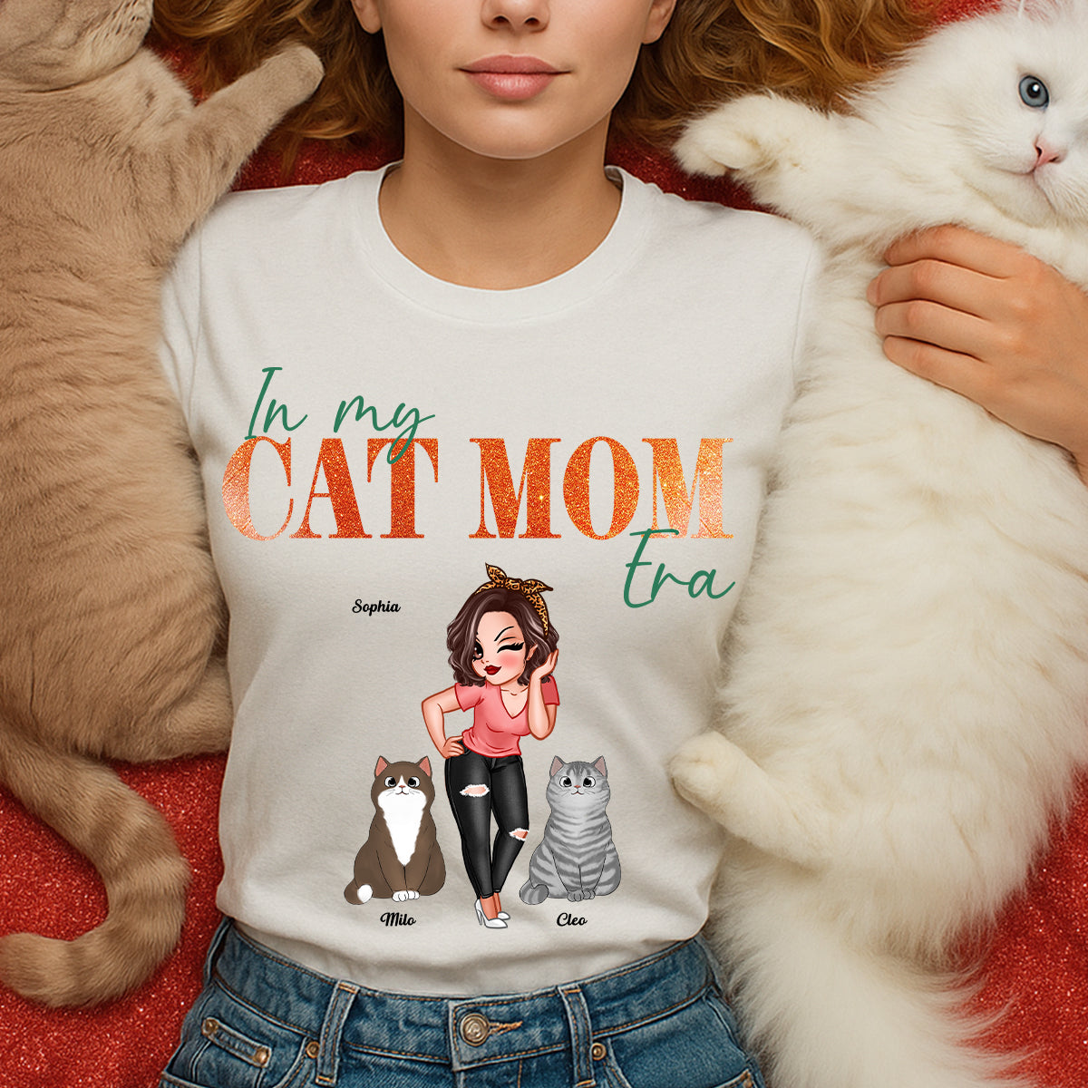 In My Cat Mom Era Pretty Woman & Fluffy Cats - Personalized Shirt