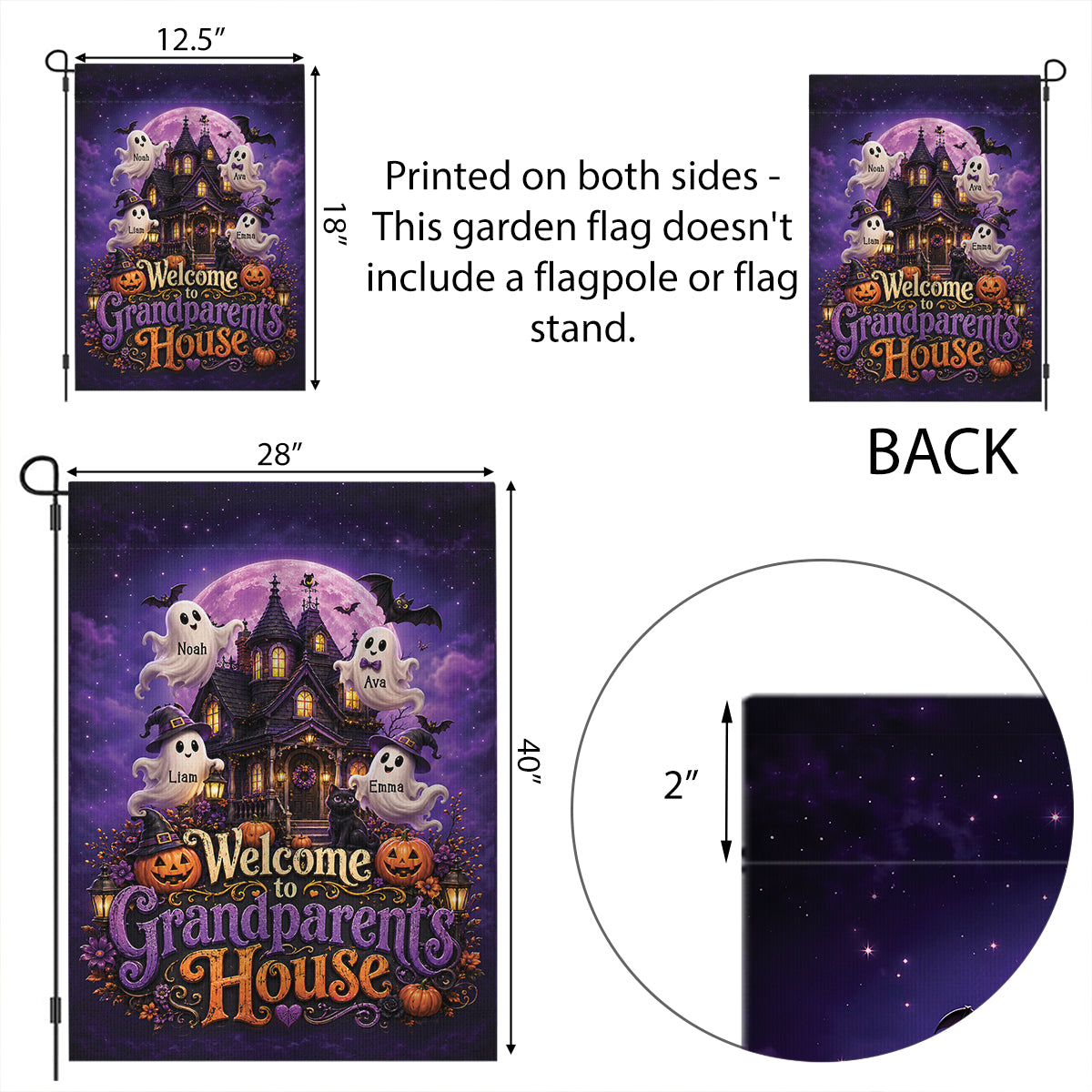 Welcome To Grandparent's House Boo Crew - Personalized Garden Flag - Halloween Decor Gift, Gift For Grandma Grandpa
