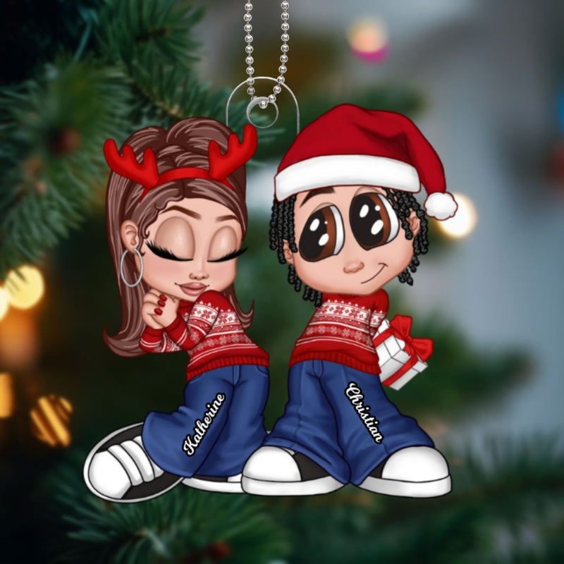 Christmas Y2K Couple Personalized Acrylic Ornament, Christmas Gift for Him for Her