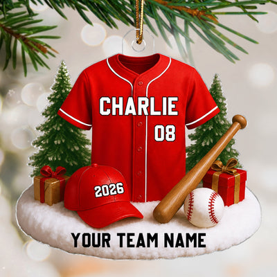3D Effect Baseball Player Uniform - Personalized Acrylic Ornament - Gift For Baseball Players, Baseball Team