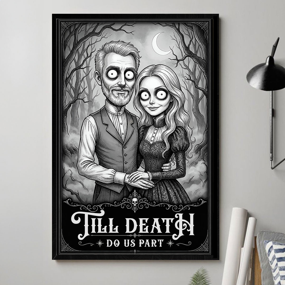 Till Death Do Us Part Custom Couple Photo - Personalized Poster - Halloween Gift, Halloween Decor For Couple