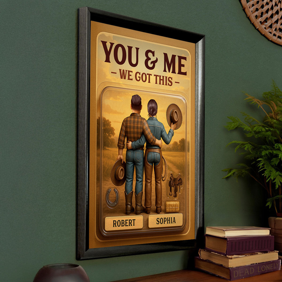 God Blessed The Broken Road 3D Effect Custom Figure Country Vibe Couple Personalized Poster