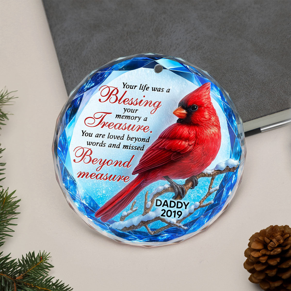 Your Life Was a Blessing 3D Effect - Personalized Glass Ornament - Heartwarming Christmas Keepsake for Loved Ones