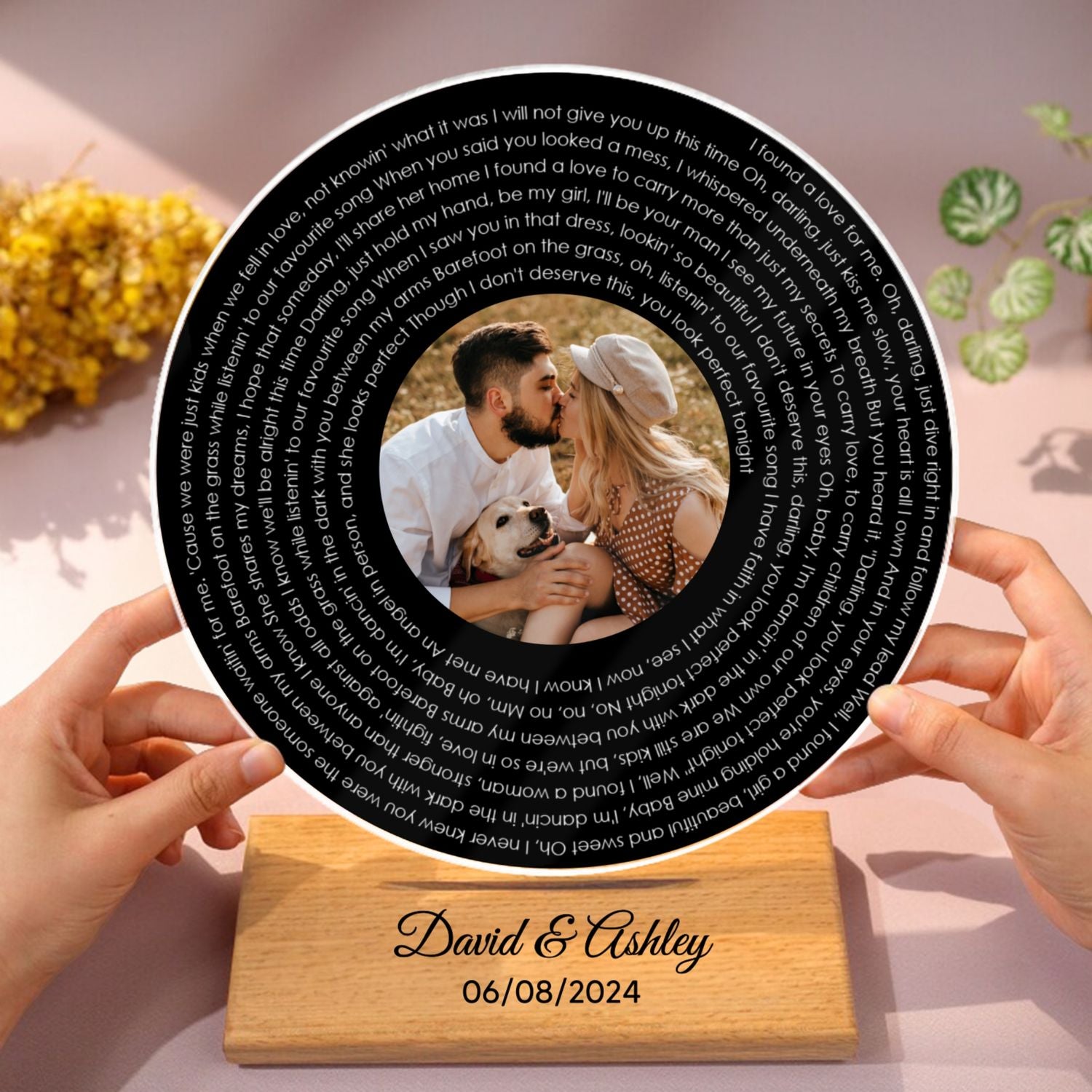 Couple Besties Family Photo Favorite Song Lyrics Personalized Acrylic Record Plaque, Heartfelt Gift For Couple, For Him, For Her, Boyfriend, Girlfriend, Husband, Wife