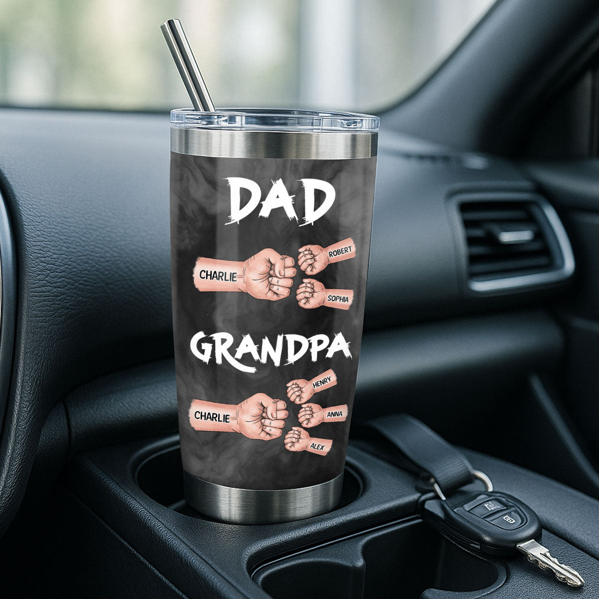 Dad Grandpa Fist Bump Personalized Tumbler, Gift For Dad, Grandpa