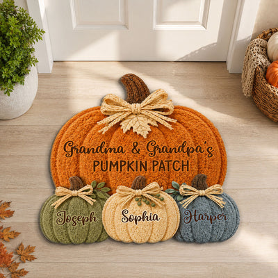 Grandma & Grandpa's Pumpkin Patch - Personalized Doormat - Fall Season Decor For Grandparents