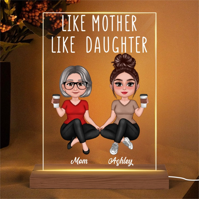 Like Mother Like Daughter Pretty Doll Sitting Personalized Acrylic LED Night Light
