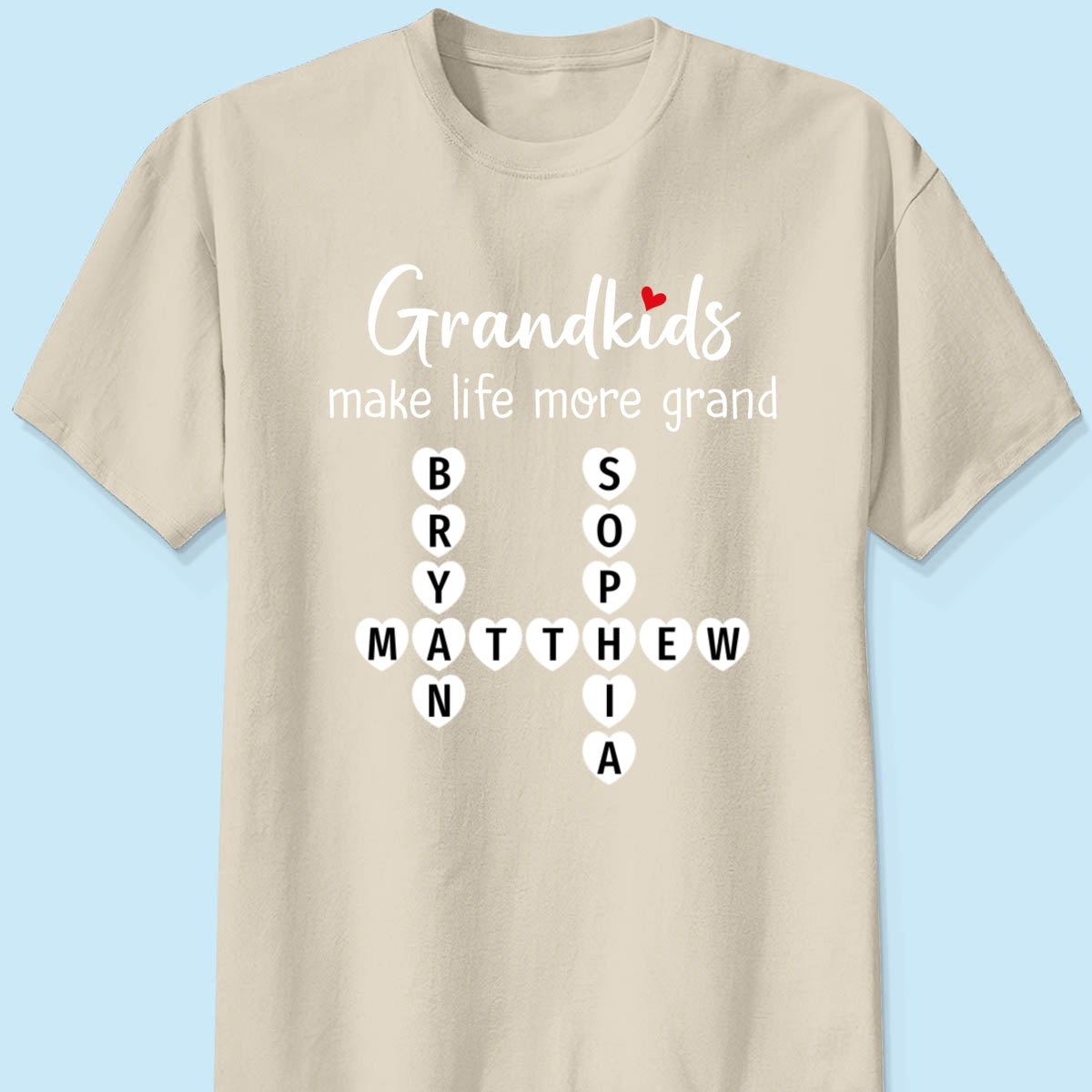 Grandkids Make Life Grand Coquette Floral Pattern Crossword Puzzle Art - Personalized Shirt