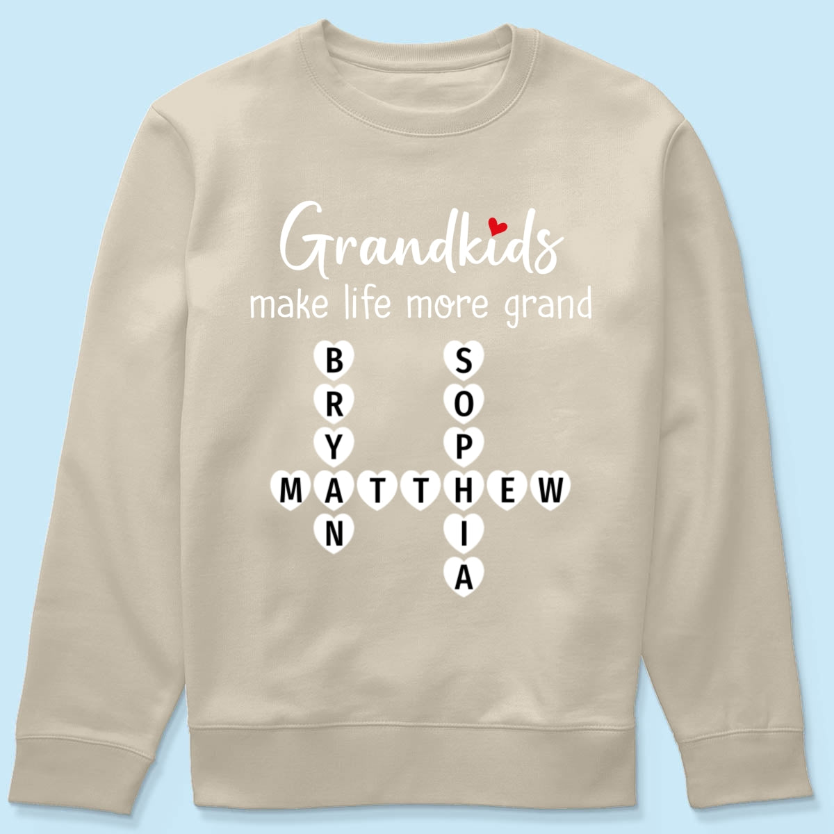 Grandkids Make Life Grand Coquette Floral Pattern Crossword Puzzle Art - Personalized Shirt
