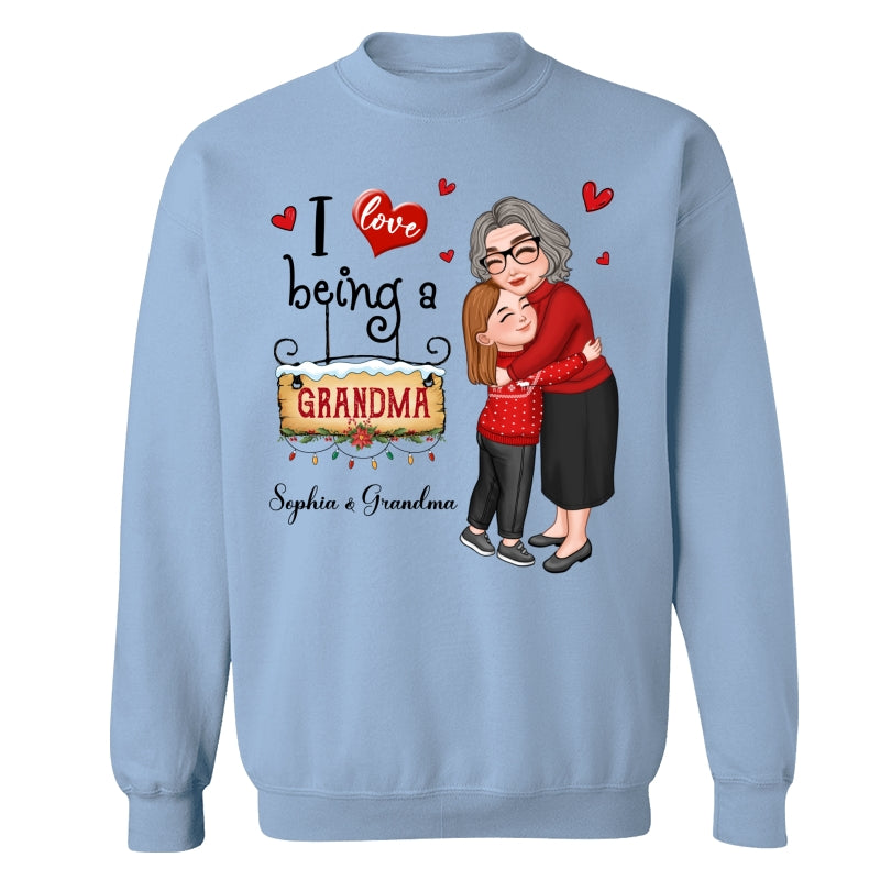 Love Being A Grandma Hugging Grandkid Personalized Hoodie Sweatshirt