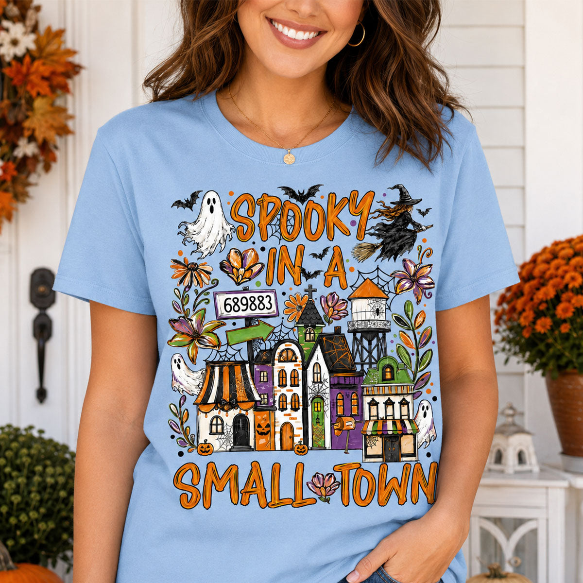Custom Zip Code Halloween Town - Personalized Shirt - Trendy Fall Halloween Tee