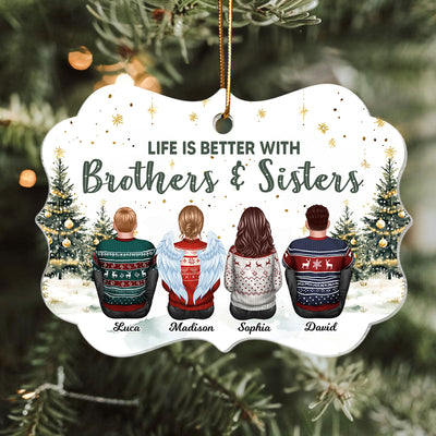 Brother Sisters Christmas Tree Personalized Acrylic Ornament, Christmas Gift for Siblings