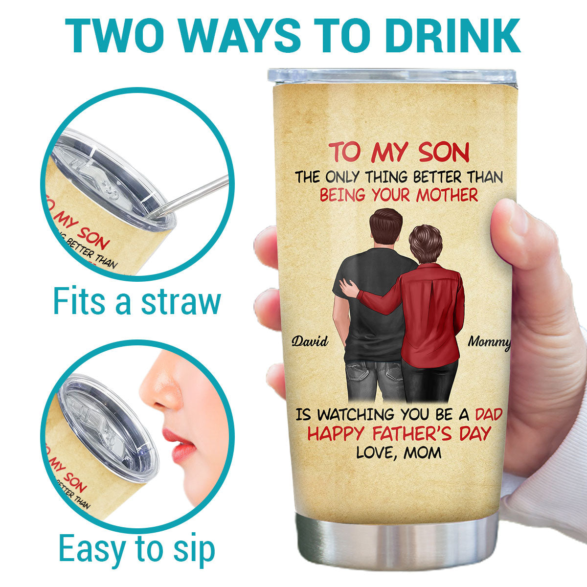To My Son From Mom Personalized Tumbler| Heartfelt Father's Day Gift For Son