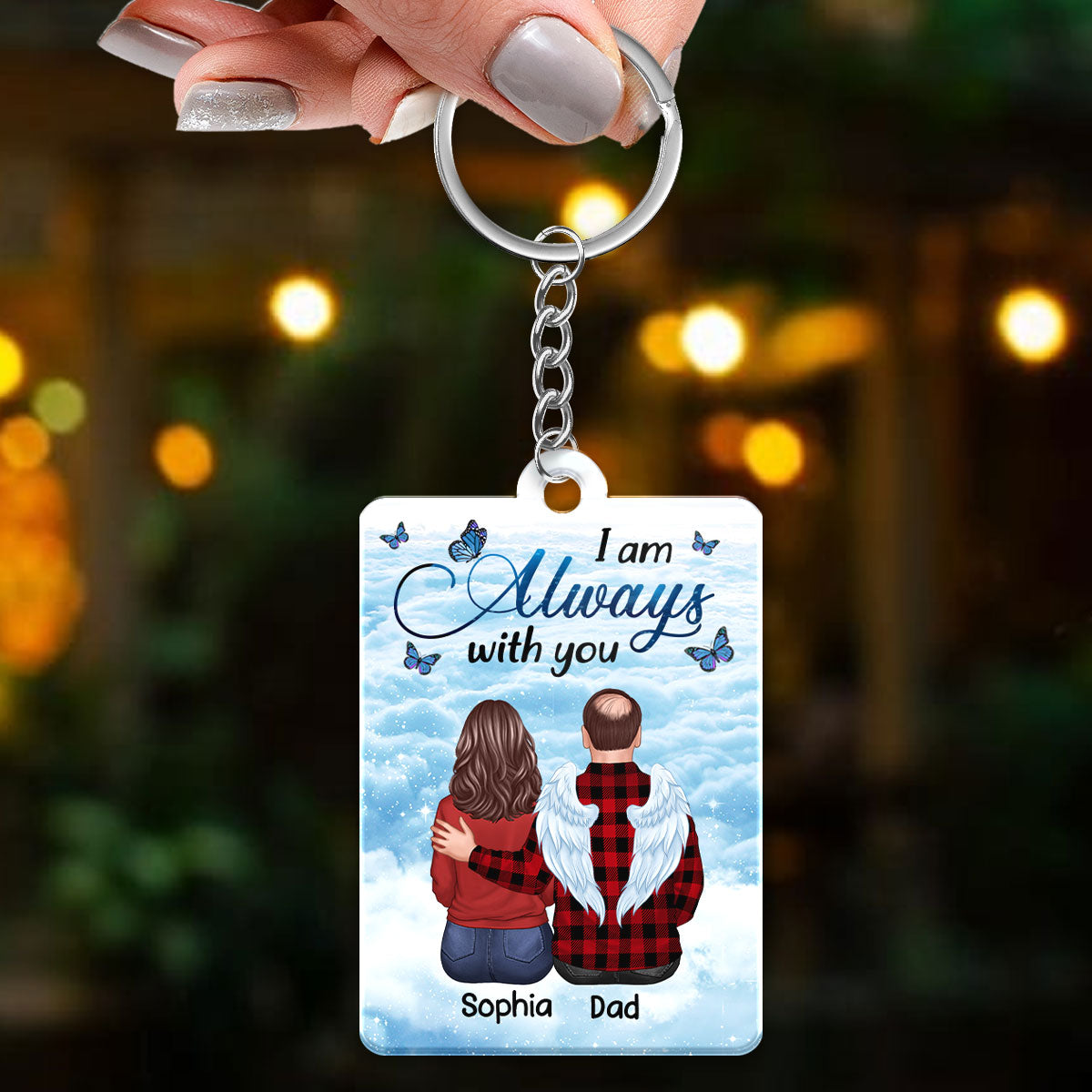 Always With You Sky Family Members Memorial Personalized Acrylic Keychain