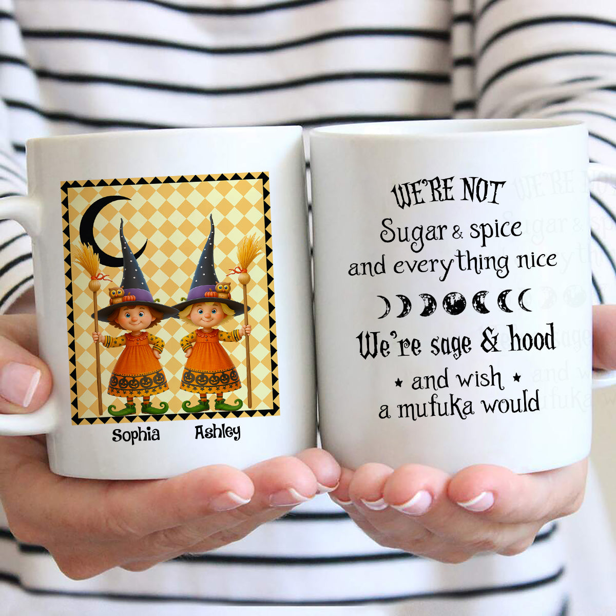 We're not Sugar & Spice Witch Besties Personalized Mug, Halloween Gift for Best Friends