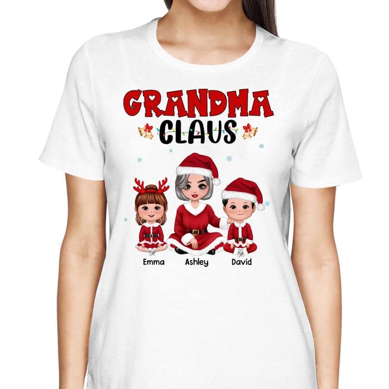 Grandma Claus Grandkids Christmas Personalized Shirt Hoodie