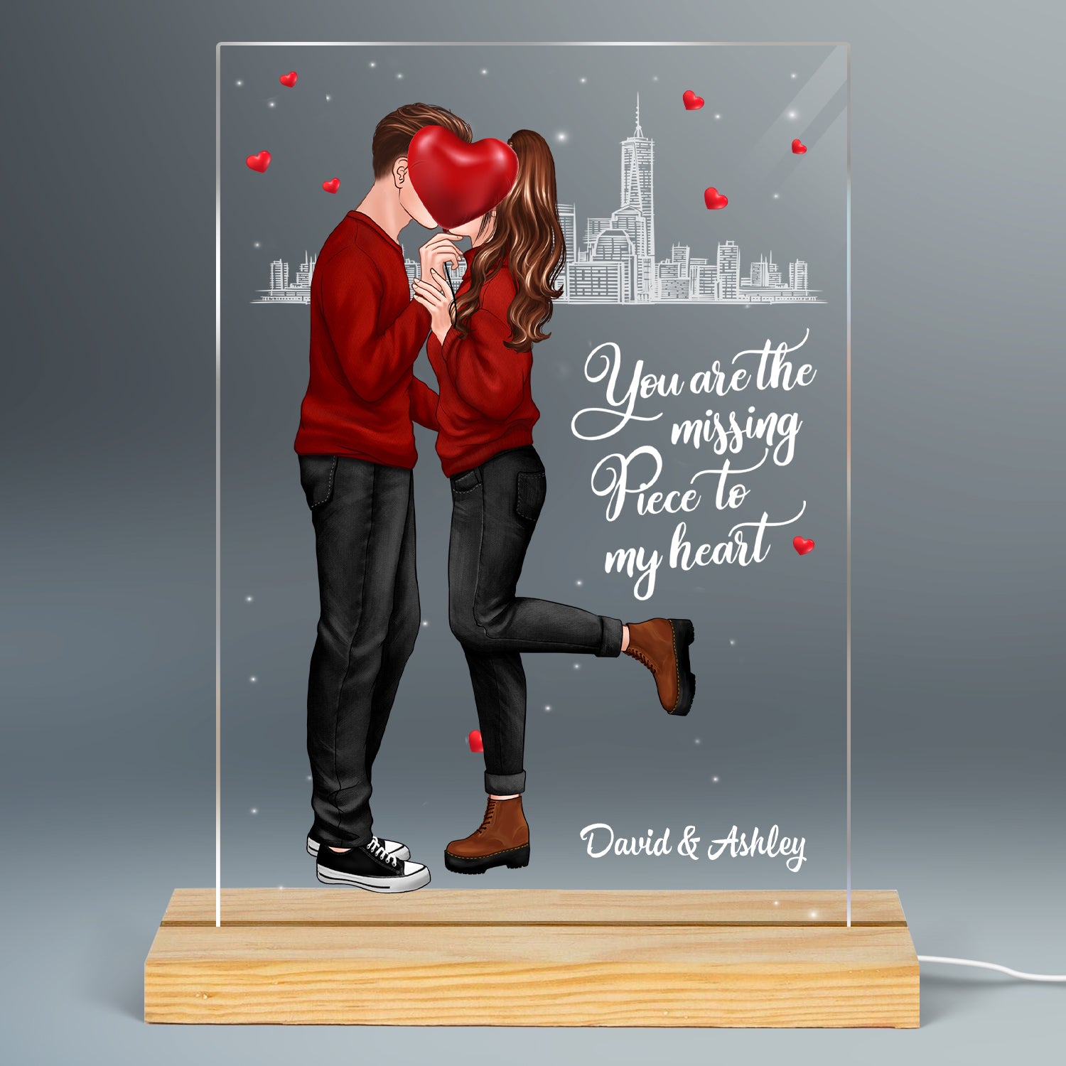 The Missing Piece To My Heart Standing Couple Personalized LED Night Light - Acrylic LED Lamp