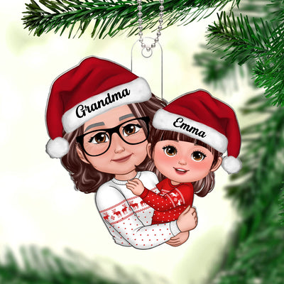 Doll Grandma Hugging GrandKid Christmas Gift For Granddaughter Grandson - Personalized Ornament - Gift For Granddaughter, Grandson